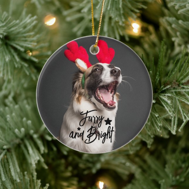 Furcht und Hund oder Katzen Foto Personalisiert Keramik Ornament (Baum)