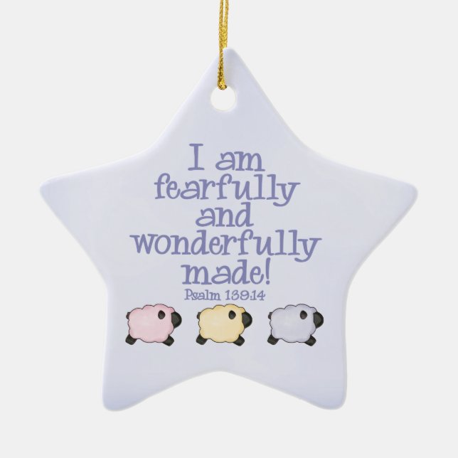 Furcht und wunderbar Made - Blau Keramik Ornament (Vorne)