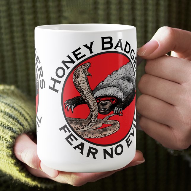 Furcht vor bösen Badass Honey Badger Red Animal Ar Kaffeetasse (Honey badgers Fear no evil Funny honey badger & snake badass animal quote coffee mug)