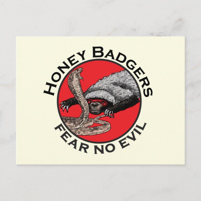 Furcht vor bösen Badass Honey Badger Red Animal Ar Postkarte (Vorderseite)