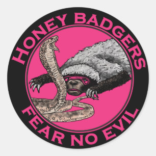 Furcht vor dem bösen Pink Honey Badger Badass Anim Runder Aufkleber