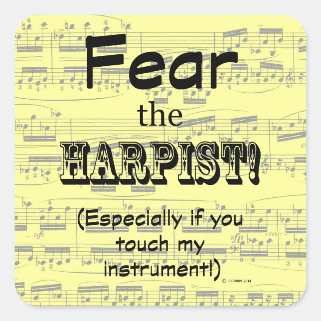 Furcht vor dem Harpist Square Sticker (Vorderseite)