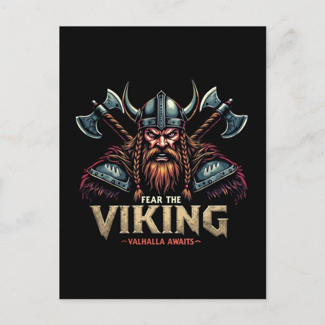 Furcht vor dem Wikinger Krieger Valhalla erwartet Postkarte (Vorderseite)