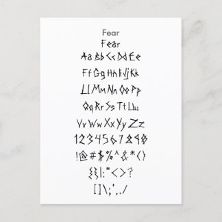 Furcht - Zazzle Schriftart Sampler Sheet Postkarte