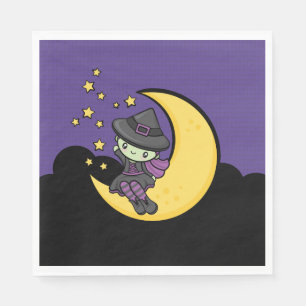 Furchtbar Niedliche Halloween-Hexe Serviette