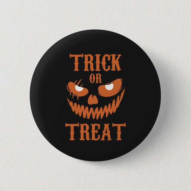 Furchtbare Halloween-Face-Trick-Leckerei Dunkler S Button (Vorderseite)