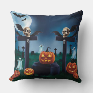 "Furchtbare Nacht zu Halloween am Friedhof" Kissen