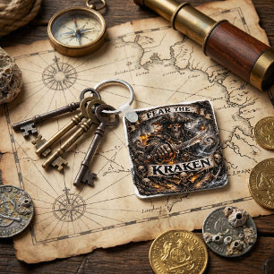 Fürchte den Kraken-Metall-Schlüsselanhänger – Krát Schlüsselanhänger
