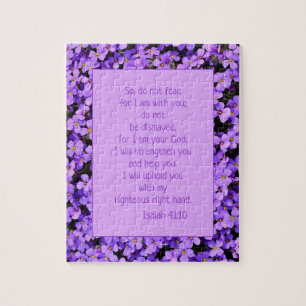 Fürchte dich nicht, Bibelvers, lila Blumen Puzzle