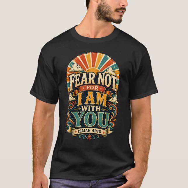 Fürchte dich nicht, denn ich bin bei dir Retro Gla T-Shirt (Vorderseite)