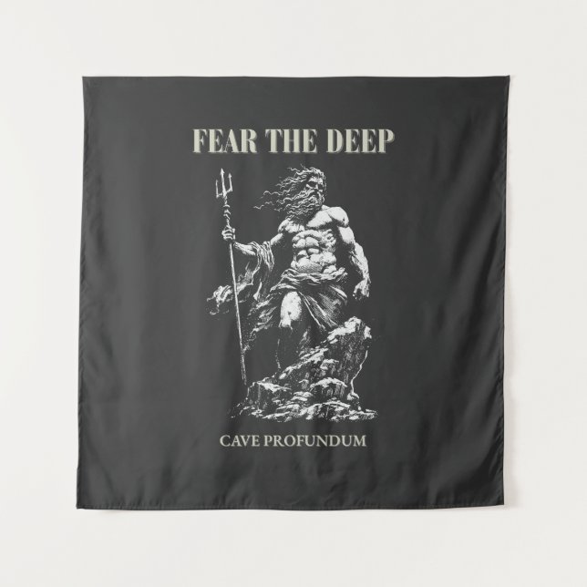 Fürchte die Tiefe – Poseidon Mythisch  Wandteppich (Vorderseite)