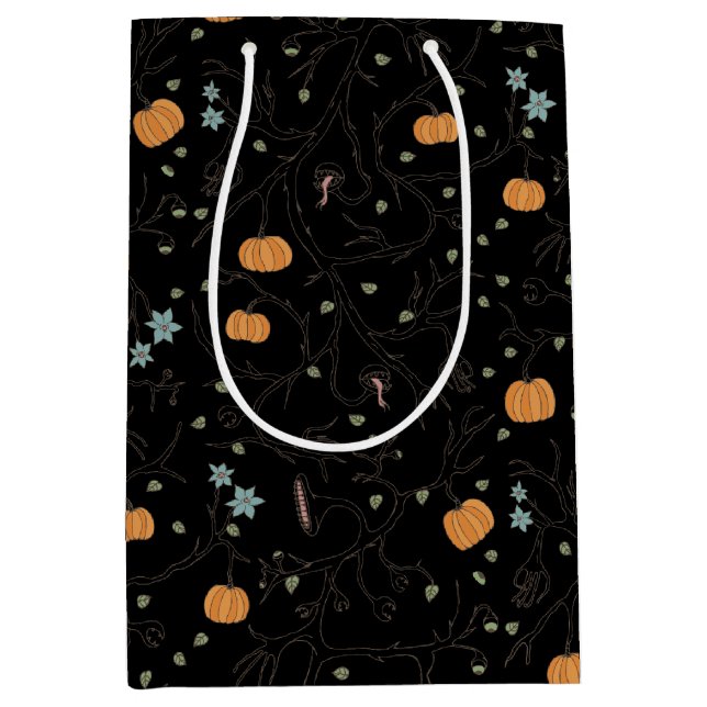 Furchteinflößender Wein für Halloween Mittlere Geschenktüte (Vorderseite)