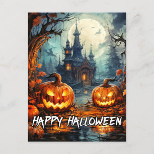 fürchterliches Altes Spuk Haus Halloween Postkarte