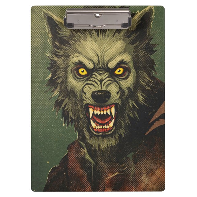 Furchterregende Werwolf-Horror-Illustration Klemmbrett (Vorderseite)