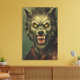 Furchterregende Werwolf-Horror-Illustration Leinwanddruck
