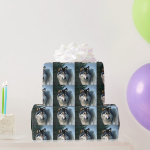 Furchtlos der arktische Wolf, wackelndes Papier Geschenkpapier