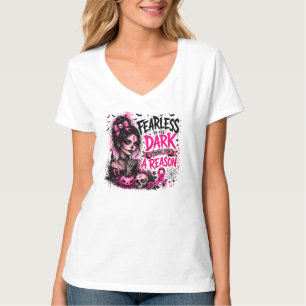 Furchtlos in der dunklen Brustkrebs-Aufklärungs-Go T-Shirt