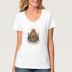 Furchtlos in Stärke Aztekischer Jaguar Grafik Dame T-Shirt