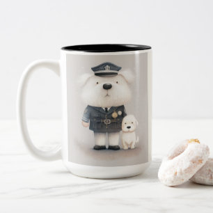 Furchtlos mutig... Poodle-Held in blau Zweifarbige Tasse
