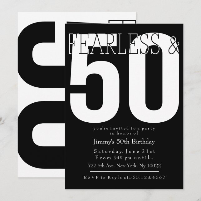 Furchtlose 50. Geburtstagseinladungen Einladung (Vorne/Hinten)