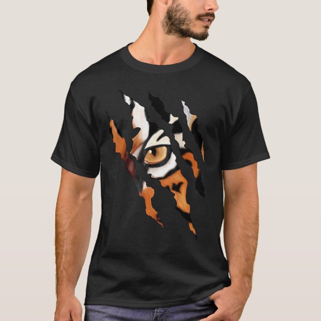 Furchtlose Tiger Cat Eye Claw Silhouette T-Shirt (Vorderseite)