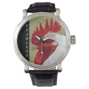 Furchtlose, weiße Rooster-Uhr Armbanduhr