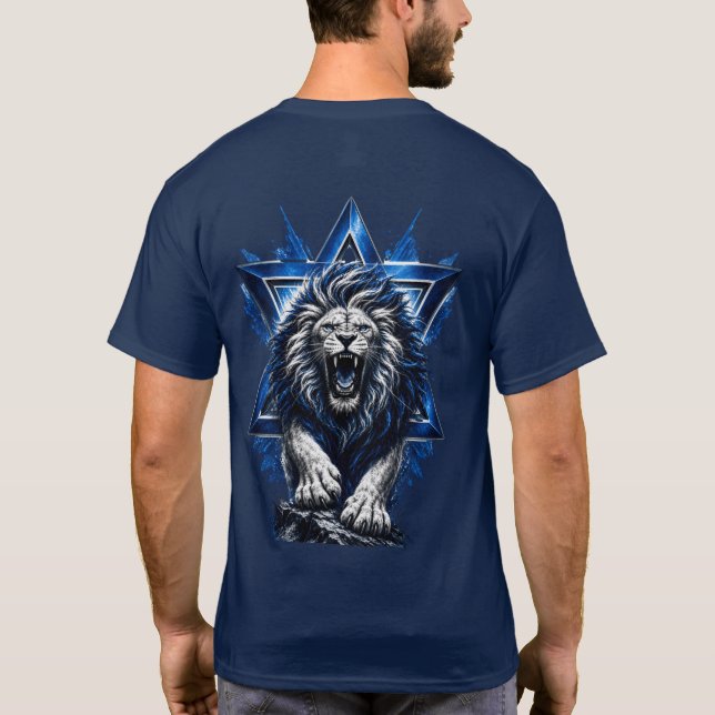 Furchtloser Löwe von Juda mit Davidstern  T-Shirt (Rückseite)
