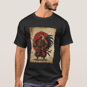 Furchtloser Samurai-Huhn Katana-Kämpfer Hahn Vi T-Shirt