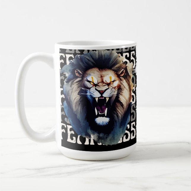 Furchtloses Brüllen – Kühner Löwe  Kaffeetasse (Links)