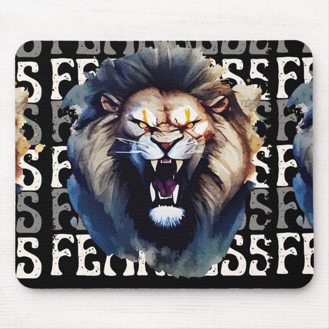 Furchtloses Brüllen – Kühner Löwe  Mousepad (Vorne)