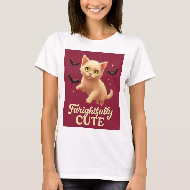 Furightfully Cute – Halloween Cat T-Shirt (Vorderseite)