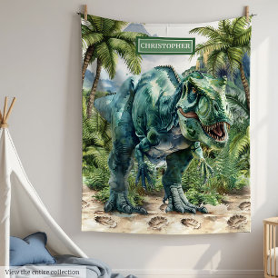 Furious Dinosaur Blanket Personalisiert Boy Name Fleecedecke