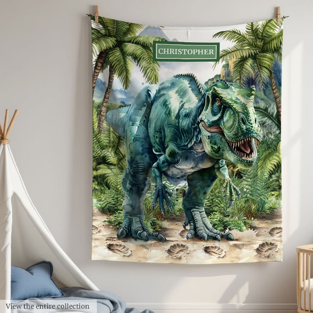 Furious Dinosaur Blanket Personalisiert Boy Name Fleecedecke (Furious Dinosaur Blanket Personalized Boy Name)