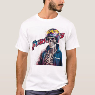 Furious Rider: Edgy Skeleton Biker Art to Shirt
