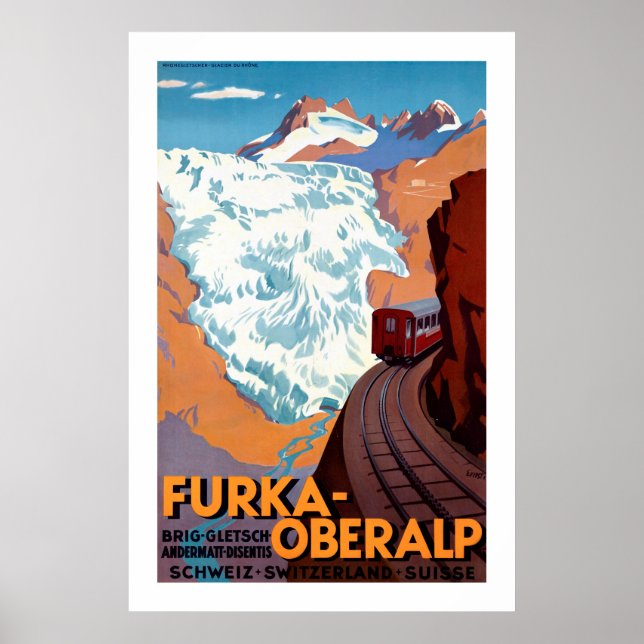 Furka Oberalp Swiss Railway Vintage Poster (Vorne)