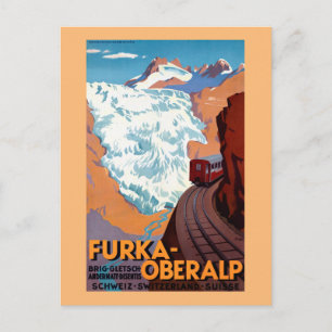 Furka Oberalp Swiss Railway Vintage Poster Postkarte