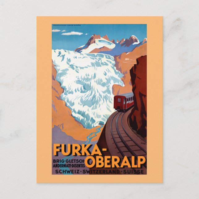 Furka Oberalp Swiss Railway Vintage Poster Postkarte (Vorderseite)