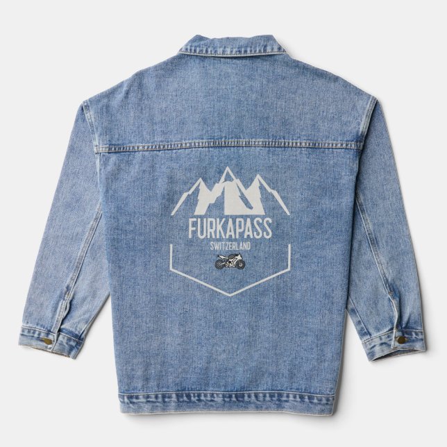 Furka Pass Schweiz Jeansjacke (Rückseite)