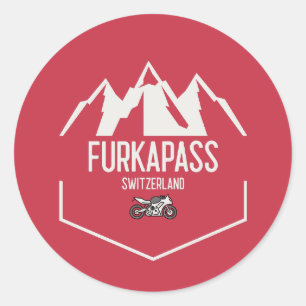 Furka Pass Schweiz Runder Aufkleber