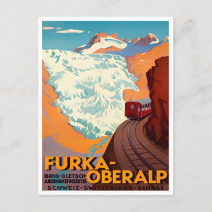 Furka-Pass Schweiz Vintage-Reisepostkarte Postkarte