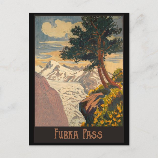 Furka-Pass, Schweizer Alpen Postkarte (Vorderseite)