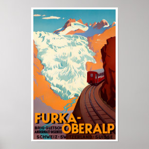 Furka Pass Switzerland Vintage Poster