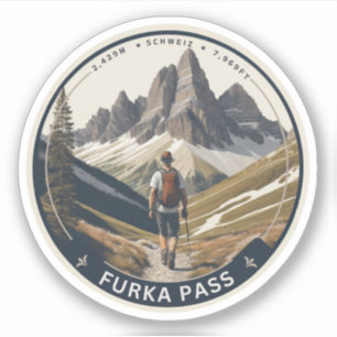 Furka Pass Wanderungen schweizer Bergstrasse Aufkleber