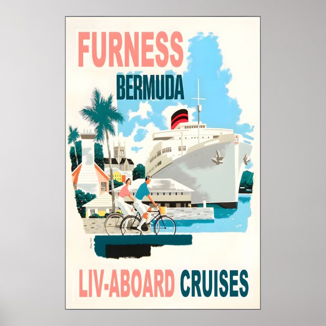 Furness Bermuda Line Dampfschiff-Reiseposter Poster (Vorne)