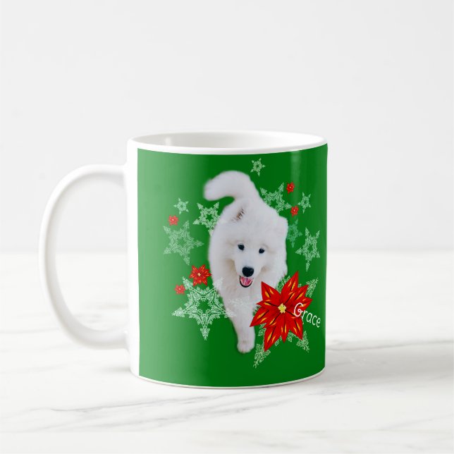 Furore Christmas Dog Samoyed personalisiert Kaffeetasse (Links)