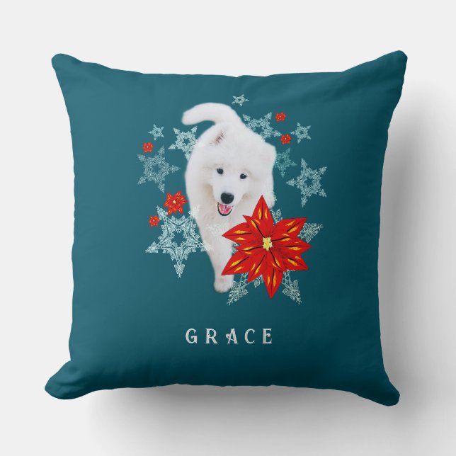 Furore Christmas Dog Samoyed personalisiert Kissen (Vorderseite)