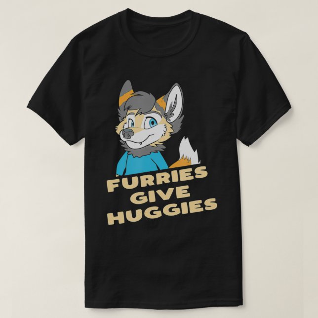 Furries geben Huggies Furry Hug Funny Niedlich OwO T-Shirt (Design vorne)
