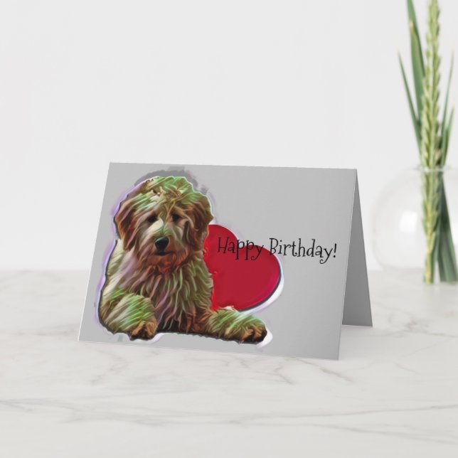 Furry Apricot Goldendoodle Digitale Liebe Herz Karte (Vorderseite)