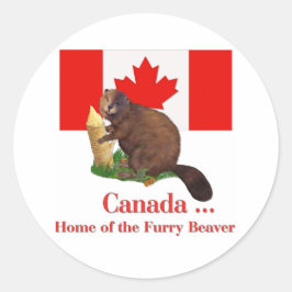 Furry Beaver Runder Aufkleber