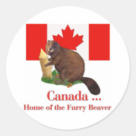 Furry Beaver Runder Aufkleber